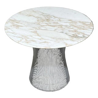 Vintage Platner Wire Base Coffee Side Table With Round Marble Top For Sale