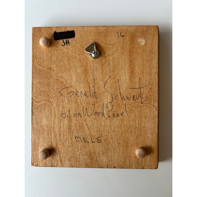 Wood 1990's Oil on Wood "Mel's" by Gerald Schwartz For Sale - Image 7 of 8