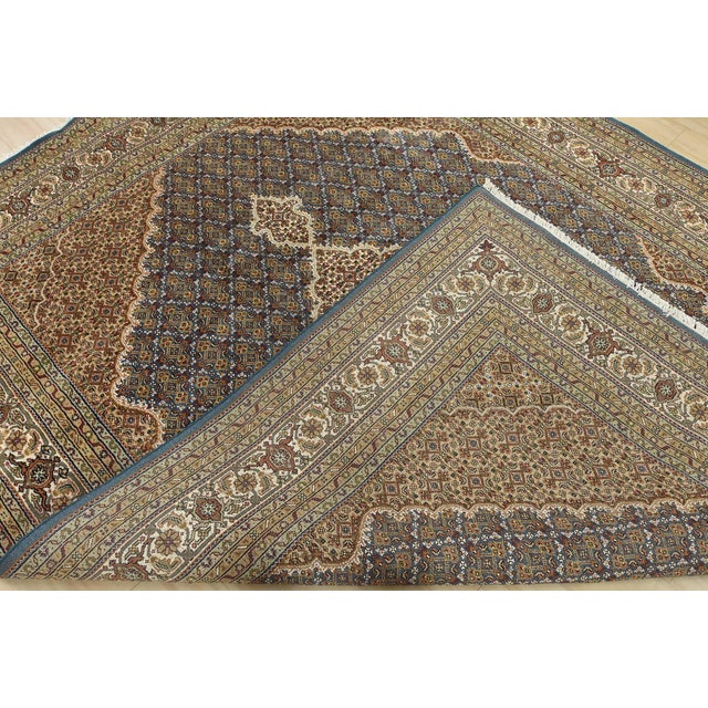 Tabriz Mahi Rug 8' X 10'3'' Blue Wool Traditional Hand-Knotted Oriental Carpet For Sale - Image 14 of 15