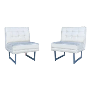 1970s Mid Century Modern Chrome and Leather Lounge Chairs- a Pair