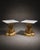 Pair of signed vintage 1970 Fuggiti Studios pedestal side tables featuring ornate cream and gilt-gold Baroque Revival /...