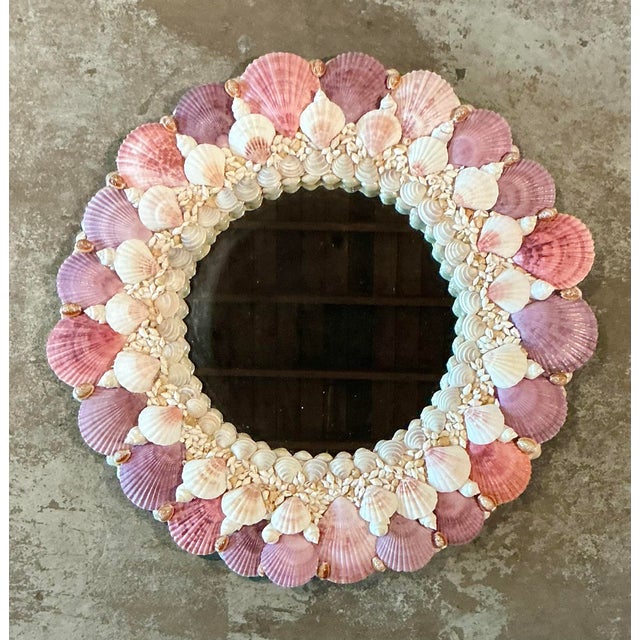 Vintage Boho Shell Encrusted Mirror For Sale In West Palm - Image 6 of 6
