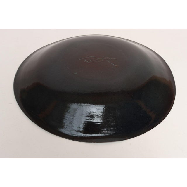 Mid-Century Modern Large Vintage Enamel on Copper Sgraffito Peacock Decorative Plate by Arpad Rosti For Sale - Image 3 of 13