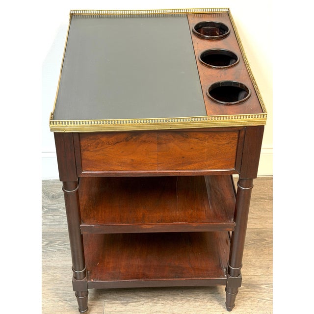 French Louis Philippe Mahogany Wine Service Table with Slate Top & Brass Gallery For Sale - Image 10 of 10