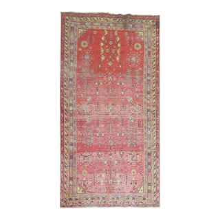 19th Century Zabihi Collection Khotan Worn Gallery Size Rug - 6'4" x 12'8" For Sale