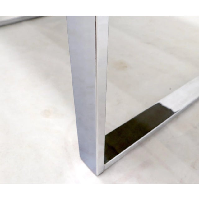 Mid-Century Modern Thick Smoked Glass Top Chrome Base Rectangle Coffee Table For Sale - Image 3 of 13