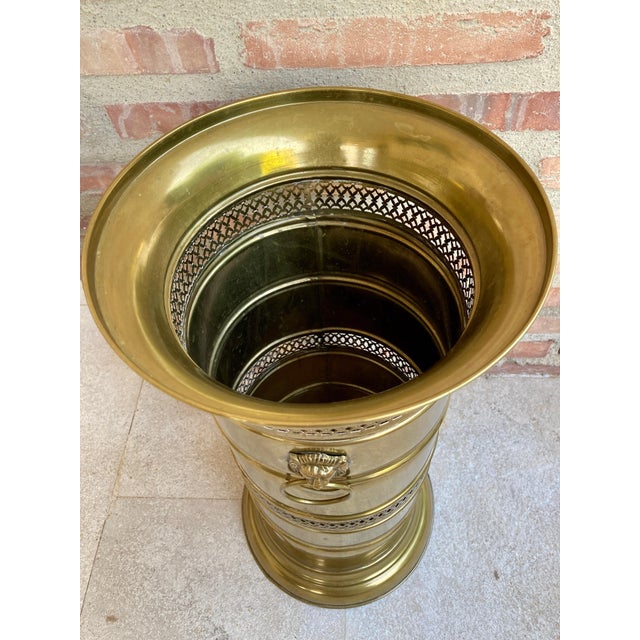 20th Century Round Brass Umbrella Stand For Sale In Miami - Image 6 of 18