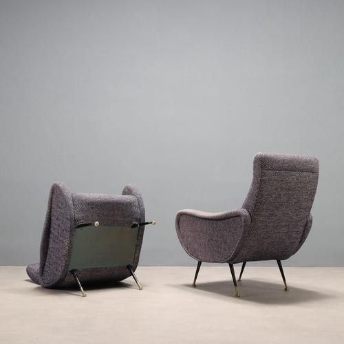 Vintage Armchairs in Fabric, Metal and Brass, 1950s-1960s, Set of 2 For Sale - Image 9 of 10