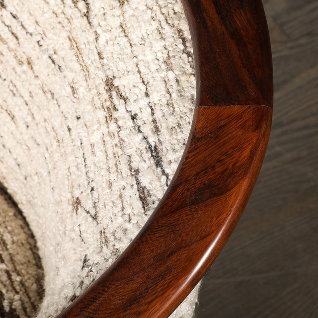 Beige Mid-Century Modernist Tub Back Club Chair W/ Walnut Tapered Sculptural Supports For Sale - Image 8 of 17