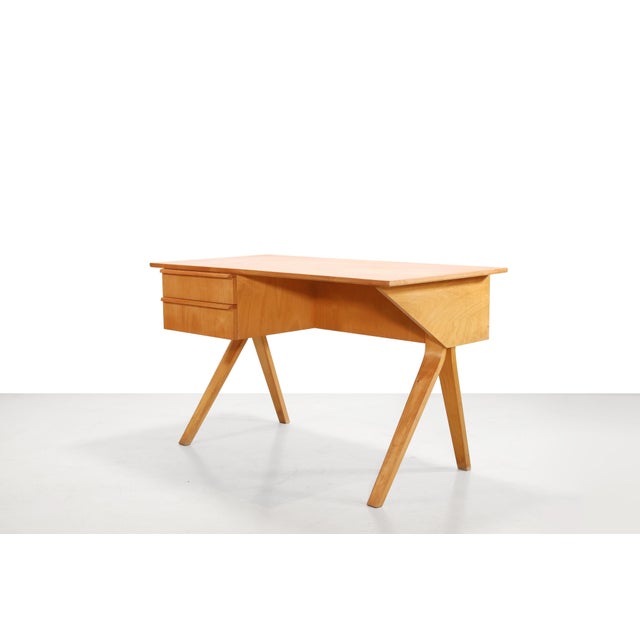 Rare and elegant desk designed by Cees Braakman for Pastoe. This desk is named EB02 and is crafted from birch wood and...