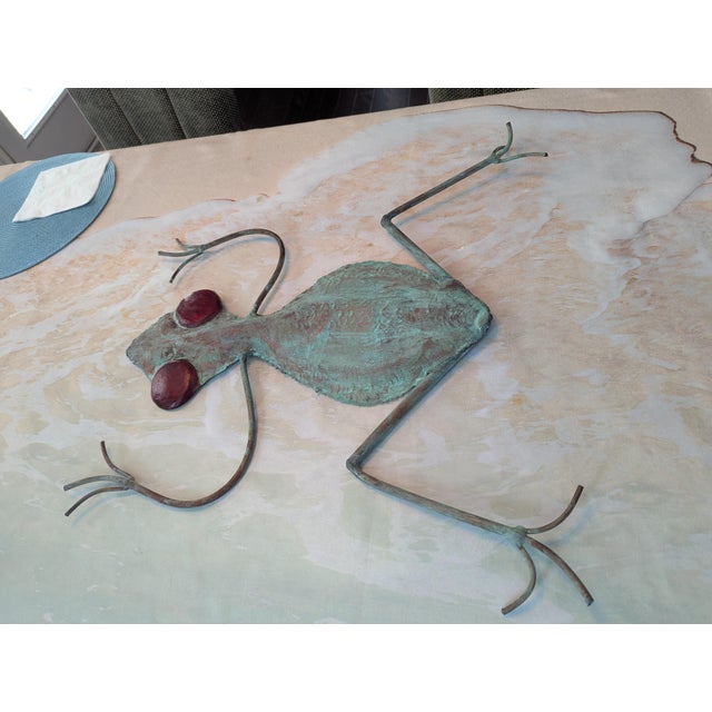 1980s 1980s Vintage Brutalist Torch-Cut Patinated Copper Frog Wall Sculpture For Sale - Image 5 of 12