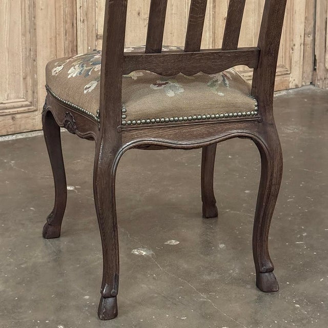 Set of 6 Antique Country French Liègeois Hand Carved Oak Dining Chairs With Needlepoint Tapestry For Sale - Image 16 of 17