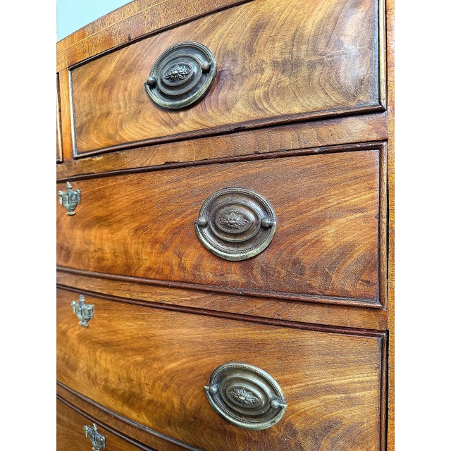 English Bow Front Small Chest of Drawers of Flame Mahogany For Sale - Image 16 of 16