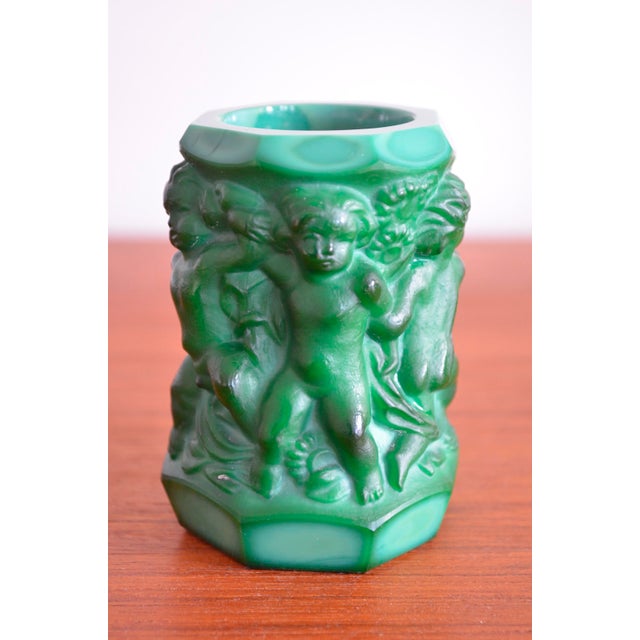 Beautiful Art Nouveau malachite glass vase by Frantisek Pazourek for Curt Schlevogt from the 1930s Executed by Heinrich...