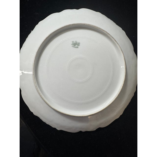 Antique French Limoges Porcelain Hand-Painted Rose Cabinet Plate With Gilt Rococo Rim For Sale In Providence - Image 6 of 6