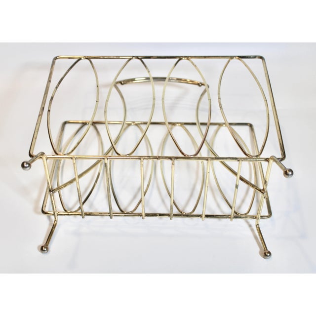 Brass Mid Century Modern Brass Magazine Rack For Sale - Image 8 of 8