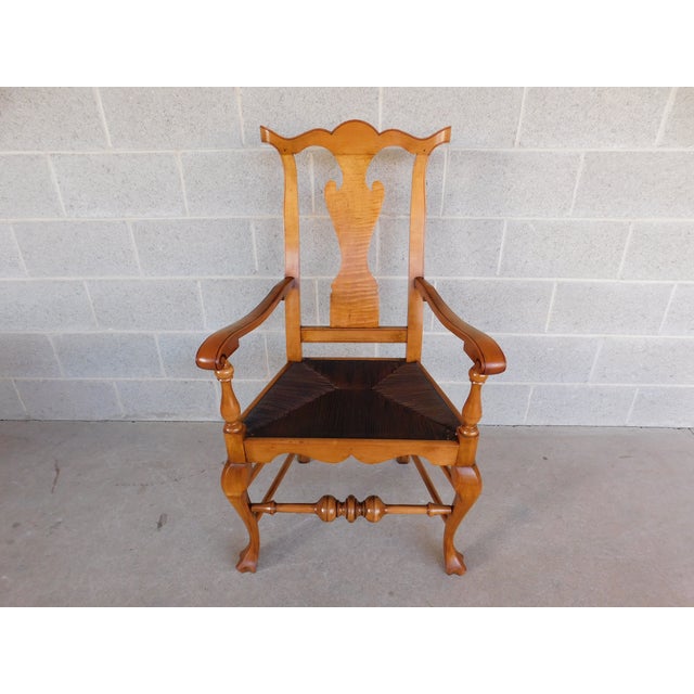 New England Style Figured Maple Lyre Back Arm Chair attributed to William Savery Hand Made, Rush Bottom - Not Signed Very...