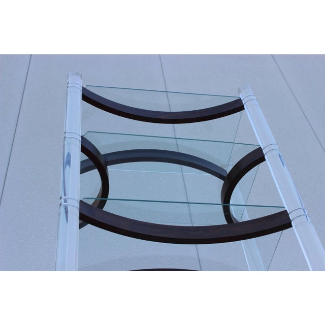 Glass 1970s Lucite and Rosewood Etagere For Sale - Image 7 of 9