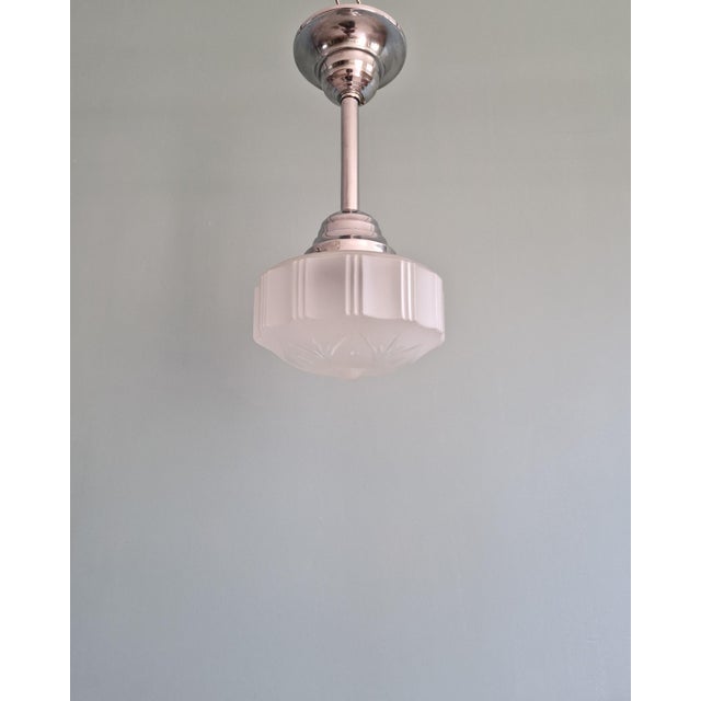 Art Deco Pendant Light in Frosted Glass, 1920s For Sale - Image 10 of 12