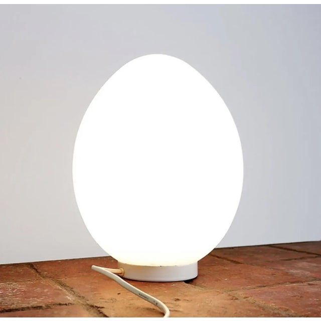 Opaline Glass Egg Lamp in the style of Fontana Arte, 1970s For Sale - Image 3 of 7