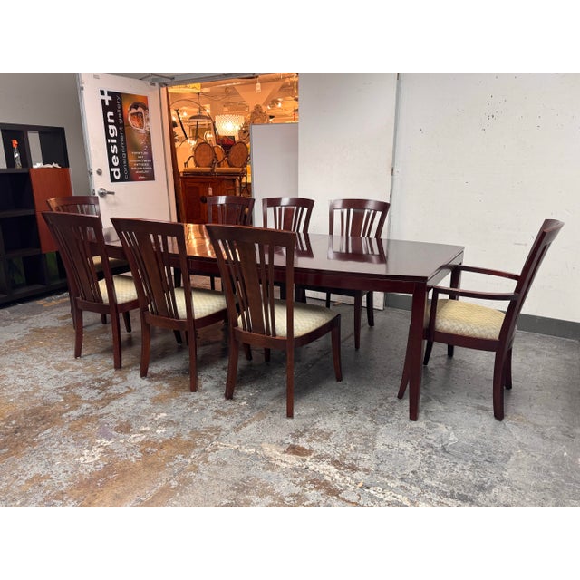 Traditional Stickley Bayonne Dining Extension Table + Eight Chairs, Set For Sale - Image 3 of 12