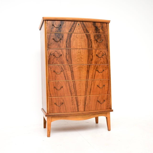 Vintage Danish Walnut and Brass Chest of Drawers, 1960s For Sale - Image 11 of 11