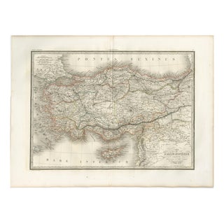 Antique Hand-Colored Engraved Map of Asia, Turkey and Levant by Lapie, 1838 For Sale
