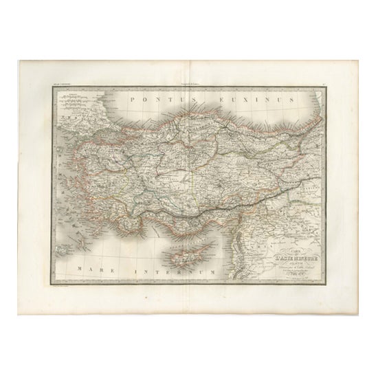 Antique Hand-Colored Engraved Map of Asia, Turkey and Levant by Lapie, 1838 For Sale