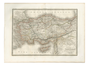 Antique Hand-Colored Engraved Map of Asia, Turkey and Levant by Lapie, 1838