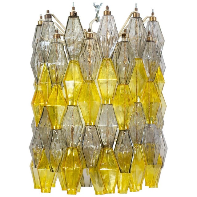 Yellow and Clear Poliedri Chandelier by Carlo Scarpa for Venini, 1980s For Sale - Image 17 of 17