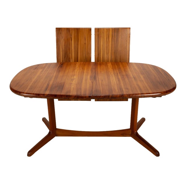 Benny Linden Danish Modern Style Solid Teak Expandable Dining Table W/ Hidden Leaves For Sale - Image 4 of 15