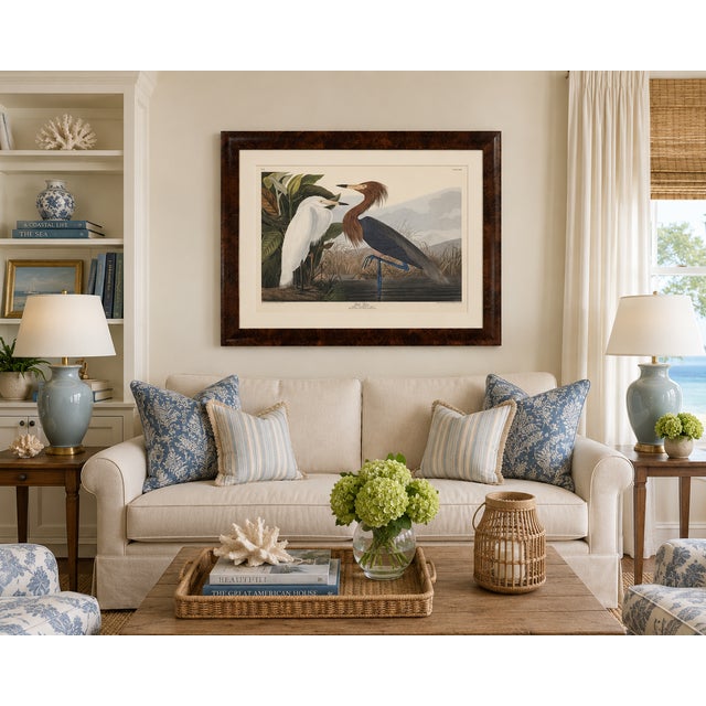 Traditional Purple Heron Adult & Young – Princeton Audubon Limited Edition – Framed 37 X 47" – After John James Audubon For Sale - Image 3 of 5
