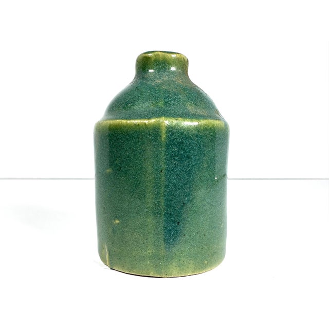 Early 20th Century Antique Miniature Stoneware Jug: Greenish-Blue Glazed Pottery For Sale - Image 5 of 9