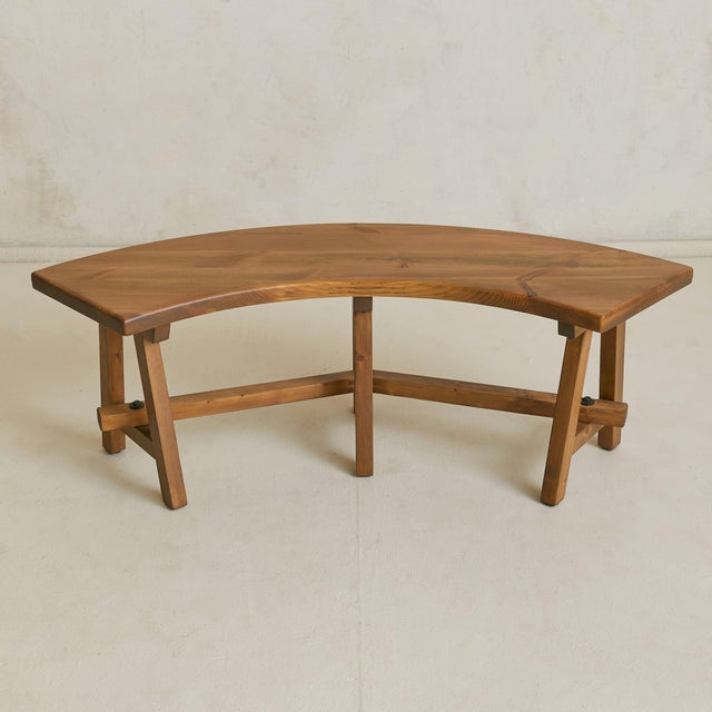 Mid 20th Century French Round Dining Table with Four Curved Benches, 1950s For Sale - Image 5 of 9