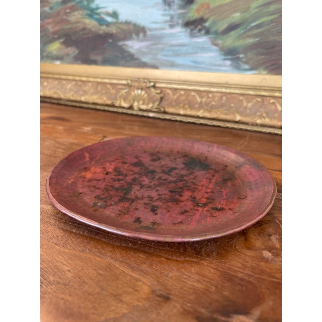 Vintage Hand-Hammered Copper Plate With Patina. For Sale - Image 10 of 10