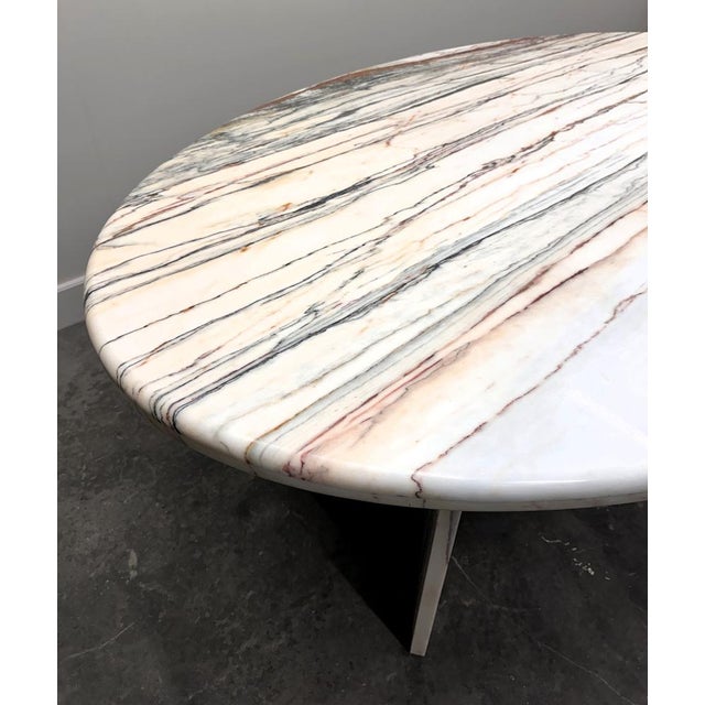 Large Italian Sculptural Stone Oval Arabescato Rosso Marble Dining Table, 1970s For Sale - Image 10 of 16