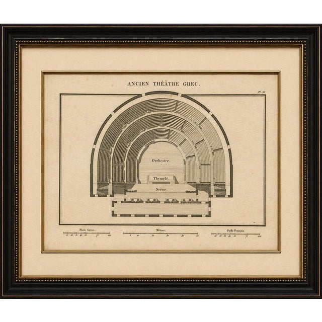 Title: Ancient Greek Theatre Architectural Plan by Ambroise Tardieu, 1825 : Original antique architectural engraving...