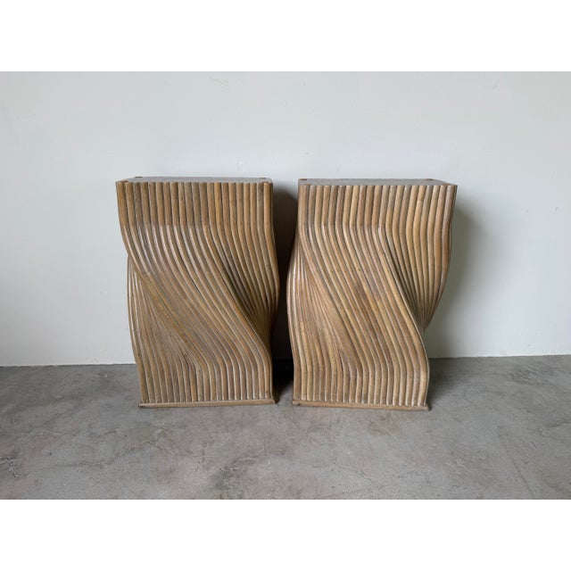 Vintage McGuire Style Sculptural Organic Twisted Rattan Pedestals / Dining Table Bases – A Pair For Sale - Image 12 of 12