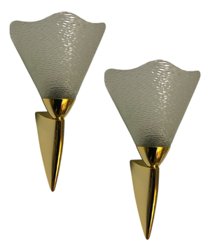 Murano Glass and Brass Sconces, 1970s, Set of 2