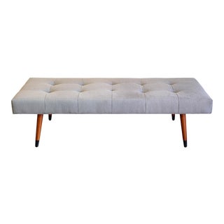 Mid Century Style Gray Velvet Bench For Sale