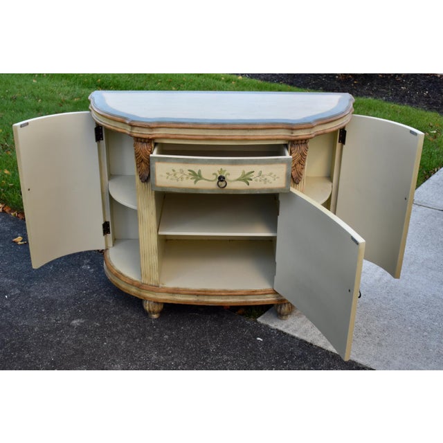 Vintage Venetian Demilune Cabinet Painted Accent Chest Commode For Sale - Image 12 of 14