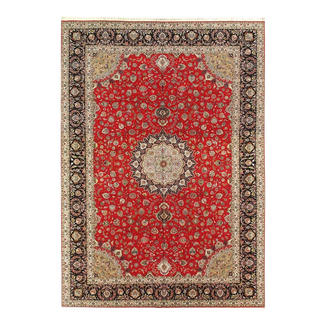 Pasargad DC Red Handmade Silk & Wool Rug For Sale