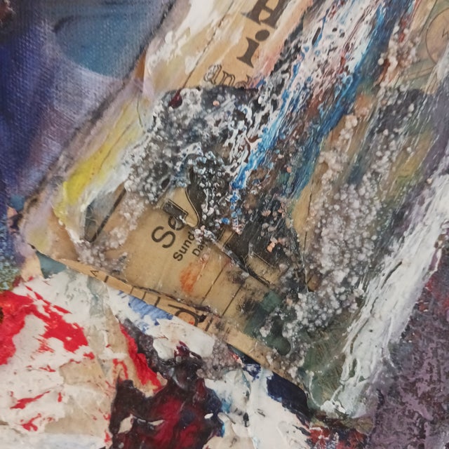 Early 21st Century Charlotte May Campbell Powerful Mixed Media Painting About September 11 2001 For Sale - Image 5 of 8