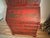 Red Vintage Red Chinoiserie Secretary Desk With Hand-Painted Gilt Asian Landscapes & Double Bonnet Top For Sale - Image 8 of 15
