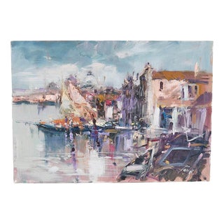 Renzo Piccoli, Porto Marino, Oil on Canvas For Sale