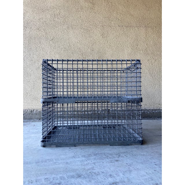 Vintage Iron Stacking Crates - Set of 2 For Sale - Image 4 of 12