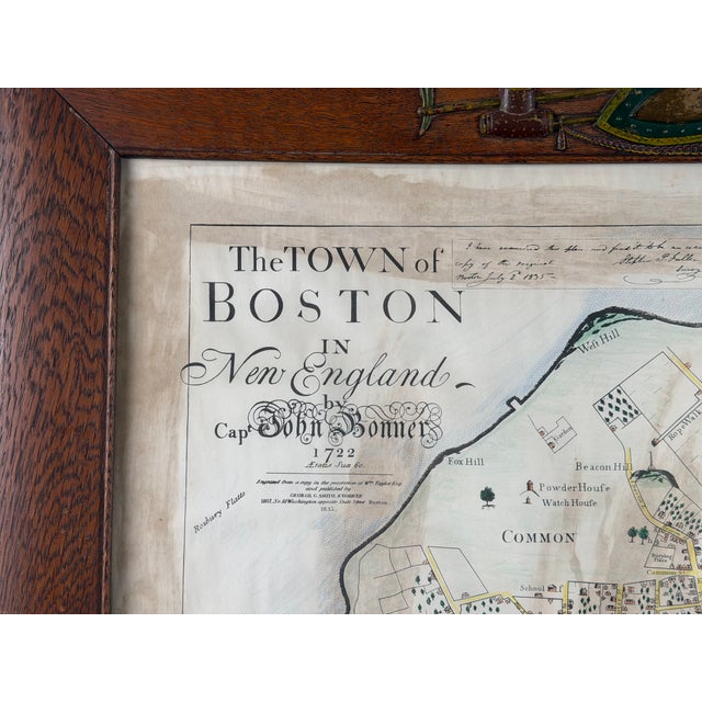 John Bonner “The Town of Boston” Map, After the 1835 George G. Smith Edition, Antique Oak Frame For Sale - Image 4 of 14