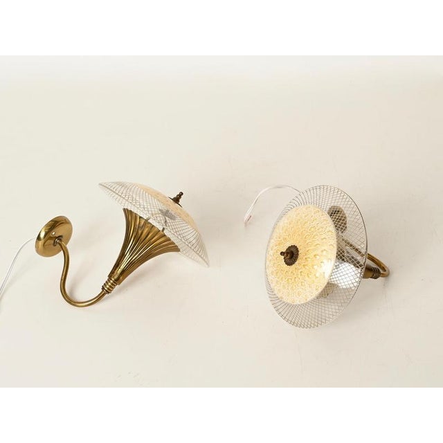 Italian Flower Sconces in Brass and Enamelled Metal from Arredoluce, 1950s, Set of 2 For Sale - Image 12 of 13