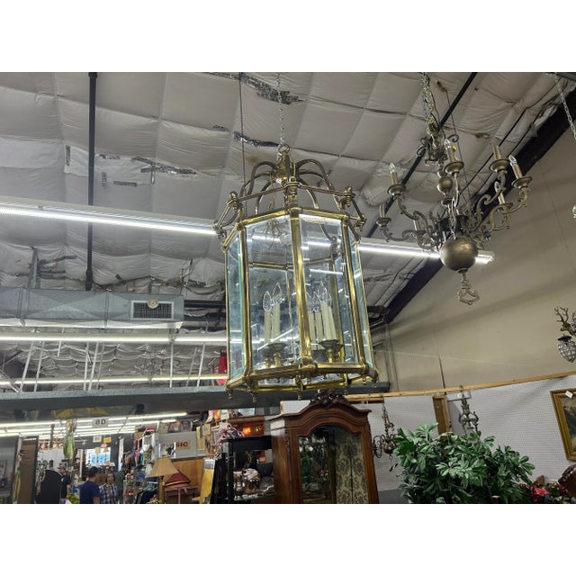 Large 1960s Italian Brass and Glass Lantern For Sale In Houston - Image 6 of 12