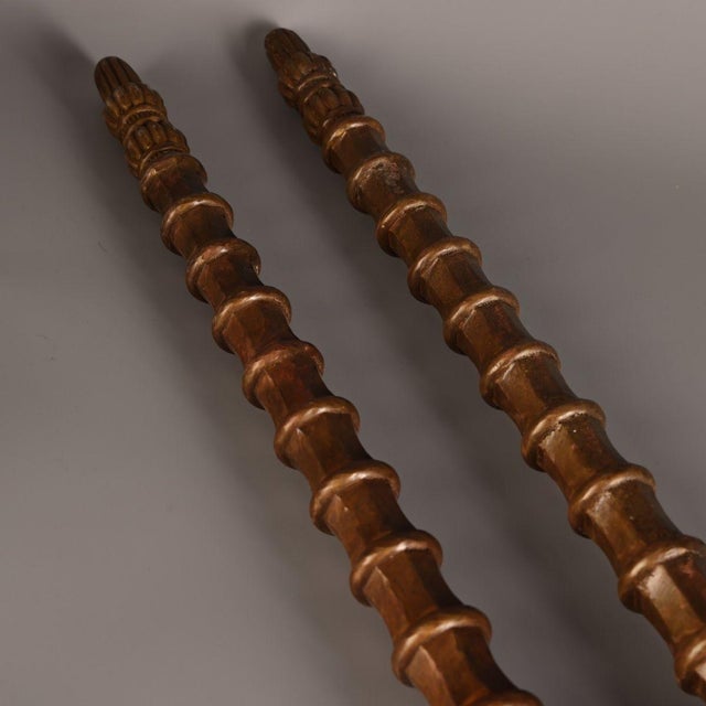 Traditional Late 20th Century Pair of Gilt Bronze Mace Weapons (Jian) With Relief Decoration For Sale - Image 3 of 9